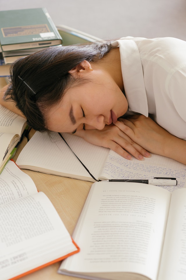 student sleeping in school